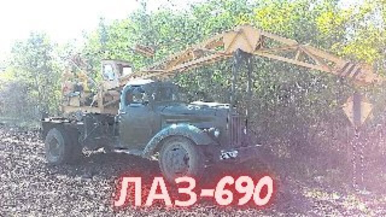 Retro car crane LAZ-690