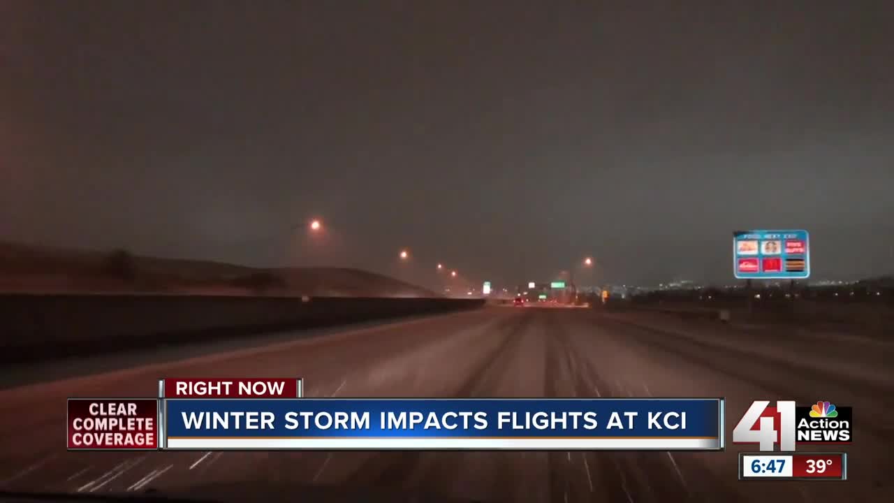 Winter storm impacts flights at KCI