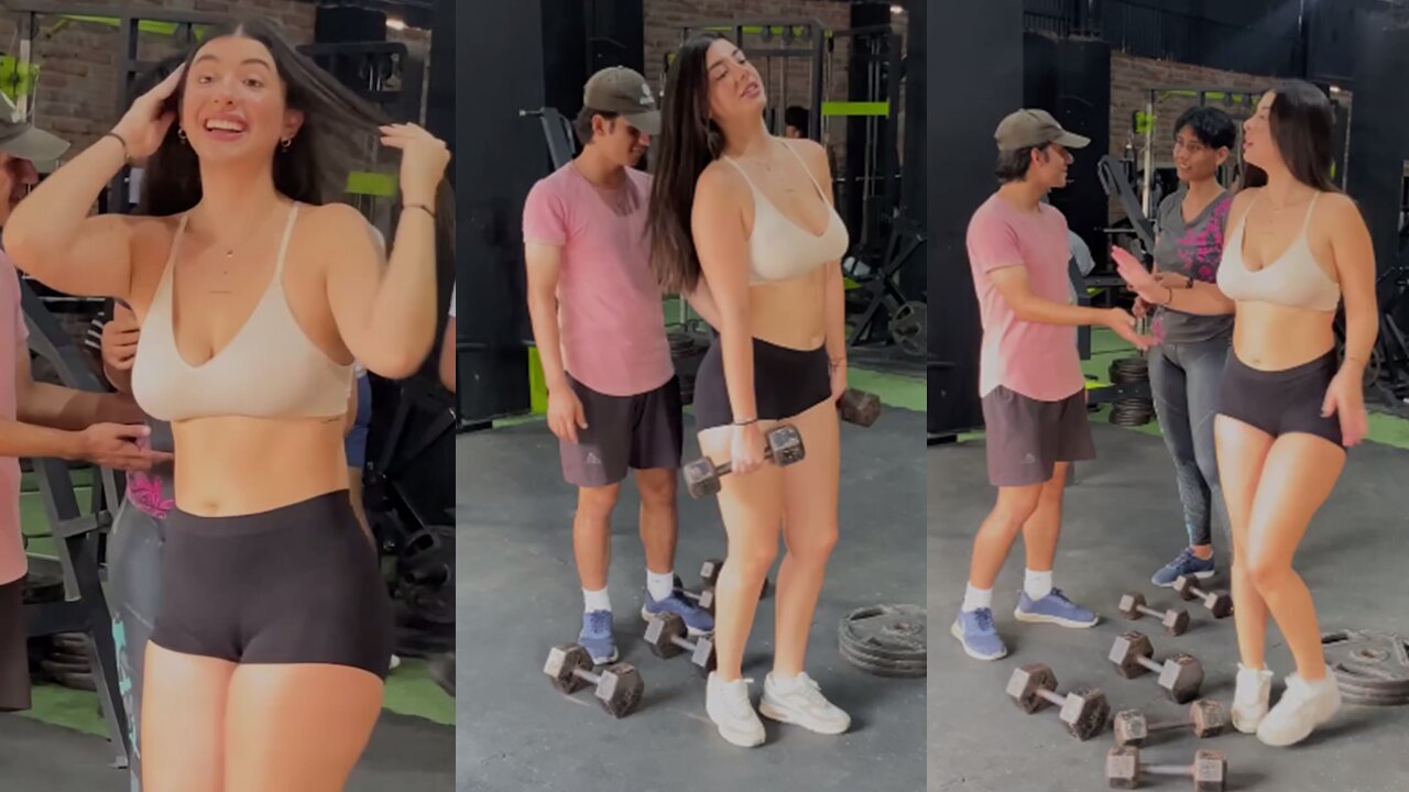 Girl at the gym does it nerve-wracking🥰👉