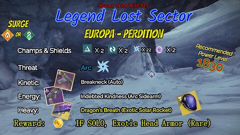 Destiny 2 Legend Lost Sector: Europa - Perdition on my Arc Warlock 2-16-24