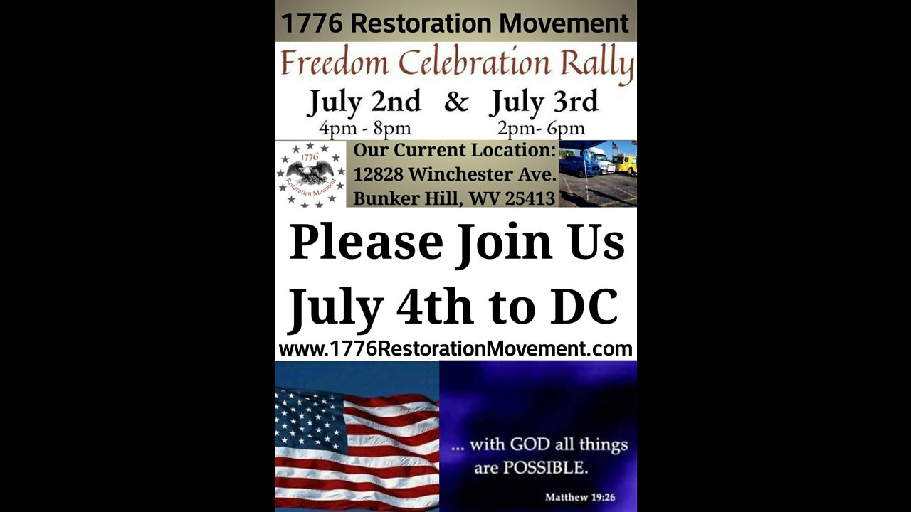 1776 Restoration Movement RALLY before big INDEPENDENCE DAY July 2nd