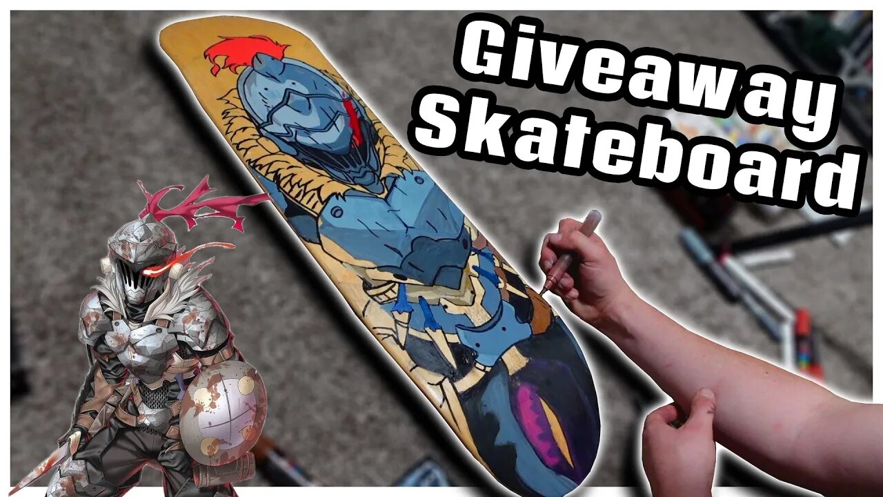 Amateur Artist Creates INSANE PRO SKATEBOARDS for Subscribers! Giveaway Deck Design: Goblin Slayer