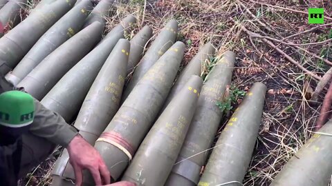 Large cache of US M777 artillery shells and propellant found in the woods