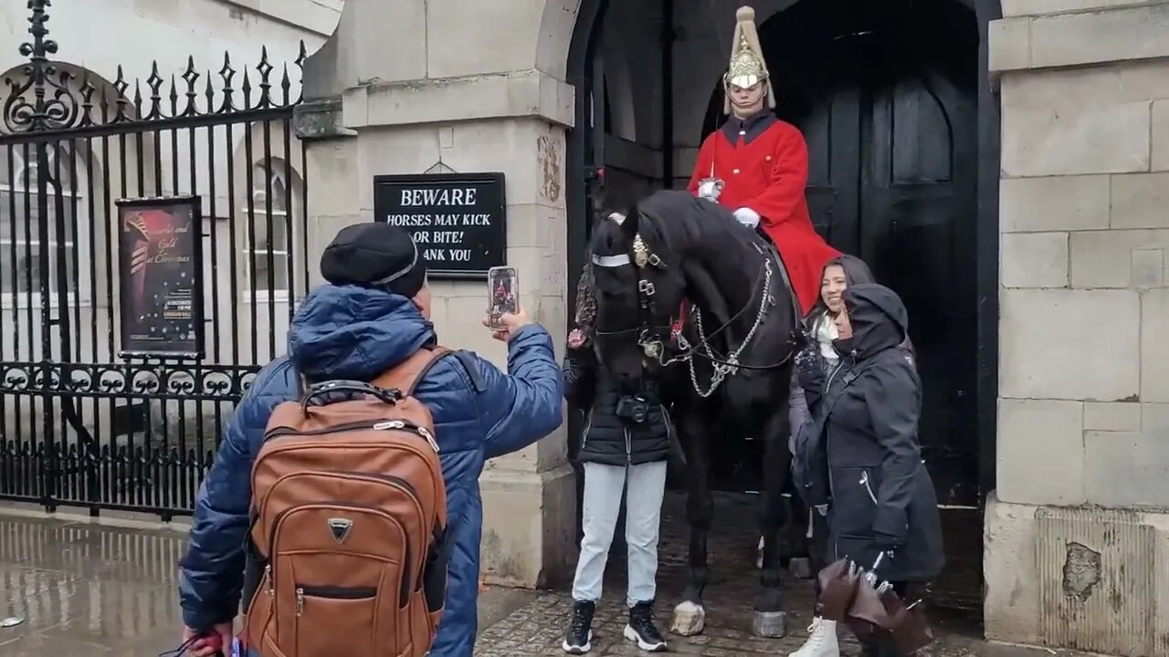 A picture in the rain with the kings guard #horseguardsparade