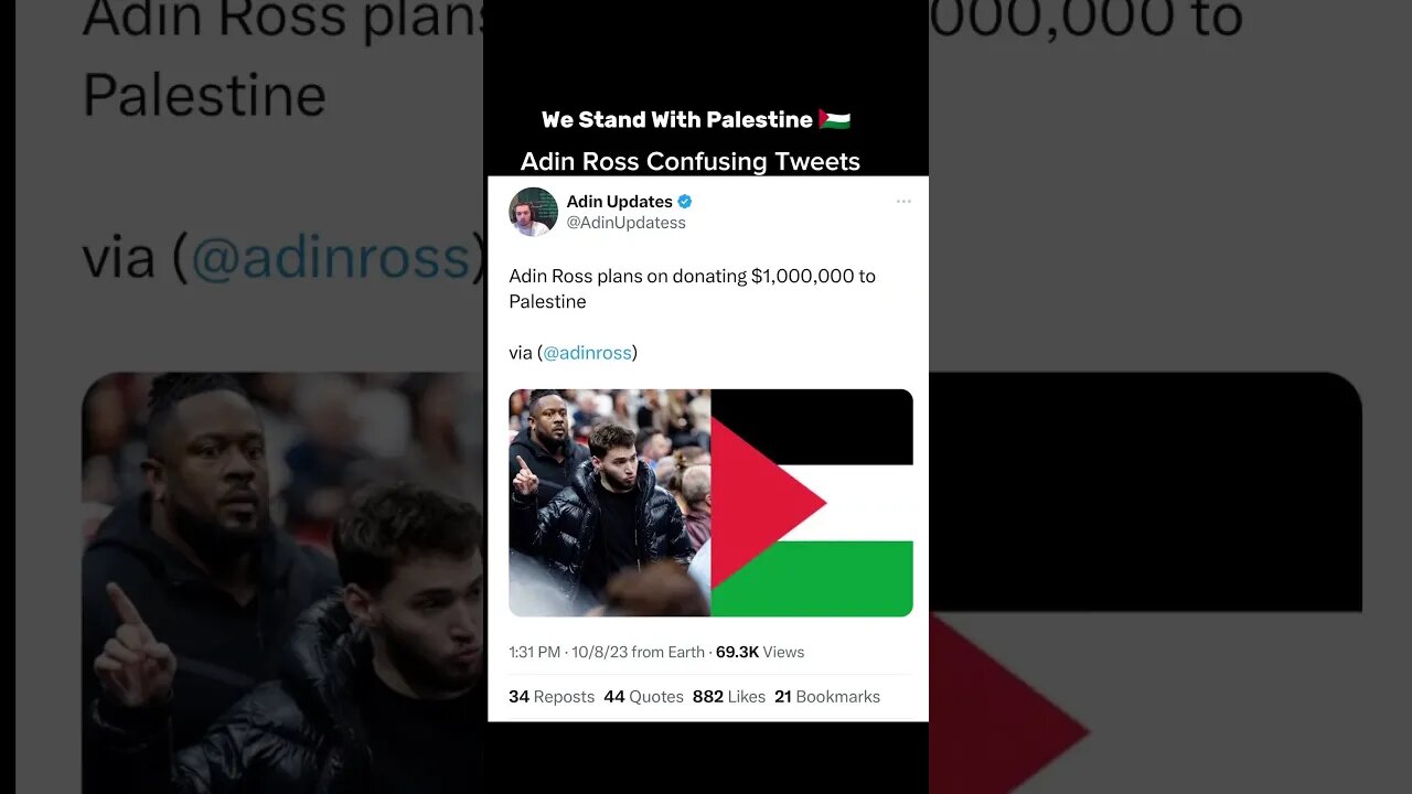 Adin Ross Confusing Tweet About Palestinian @AdinRoss #adinross #freepalestine #palestine