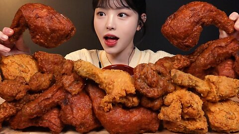 Giant Crispy Fried Chicken with Fried Chicken Skin and Beer Mukbang ASMR