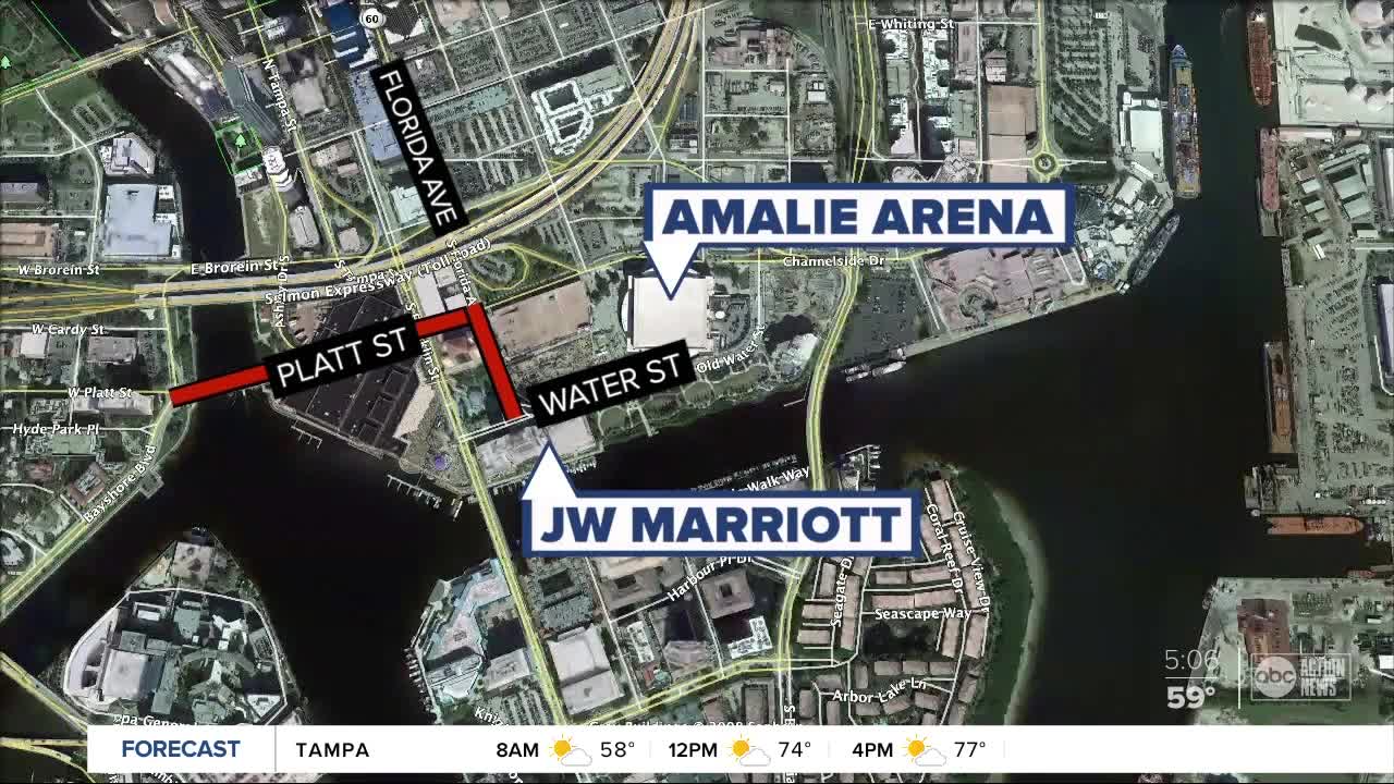 Temporary lane closures in downtown Tampa near Water Street District start Monday