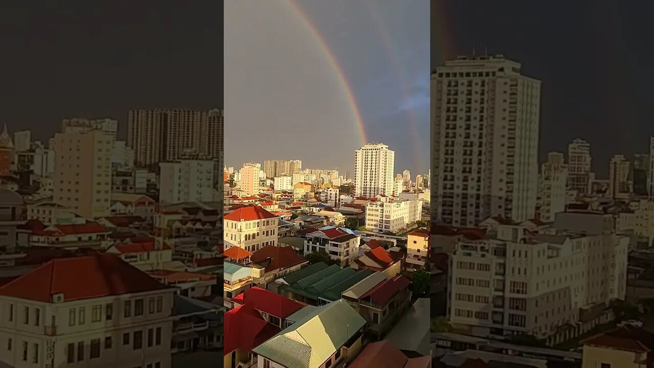 Insane Rainbow 🌧 Penh Cambodia 🇰🇭 #shorts #cambodia #phnompenh #expat #digitalnomads