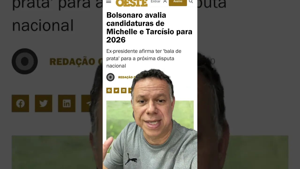 Bolsonaro avalia candidaturas de Michelle e Tarcísio para 2026 #shortsvideo