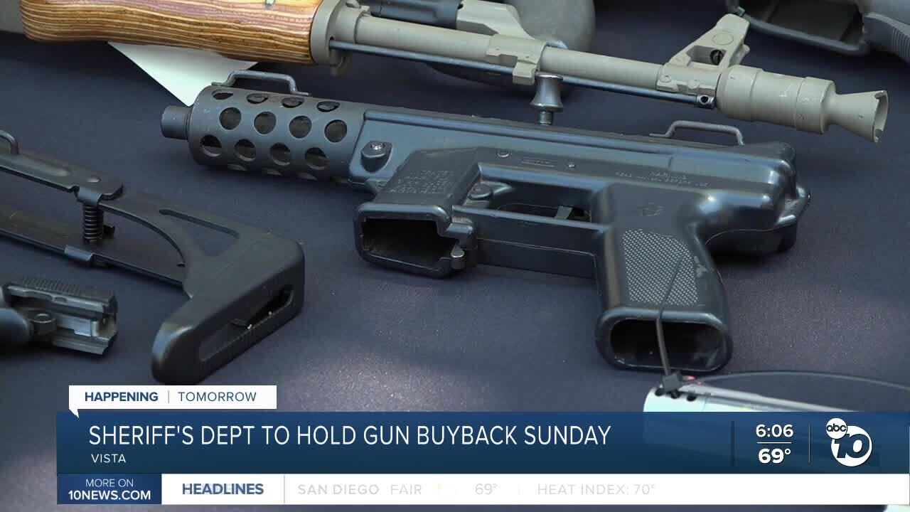 Sheriff's Dept. to hold gun buyback on Sunday