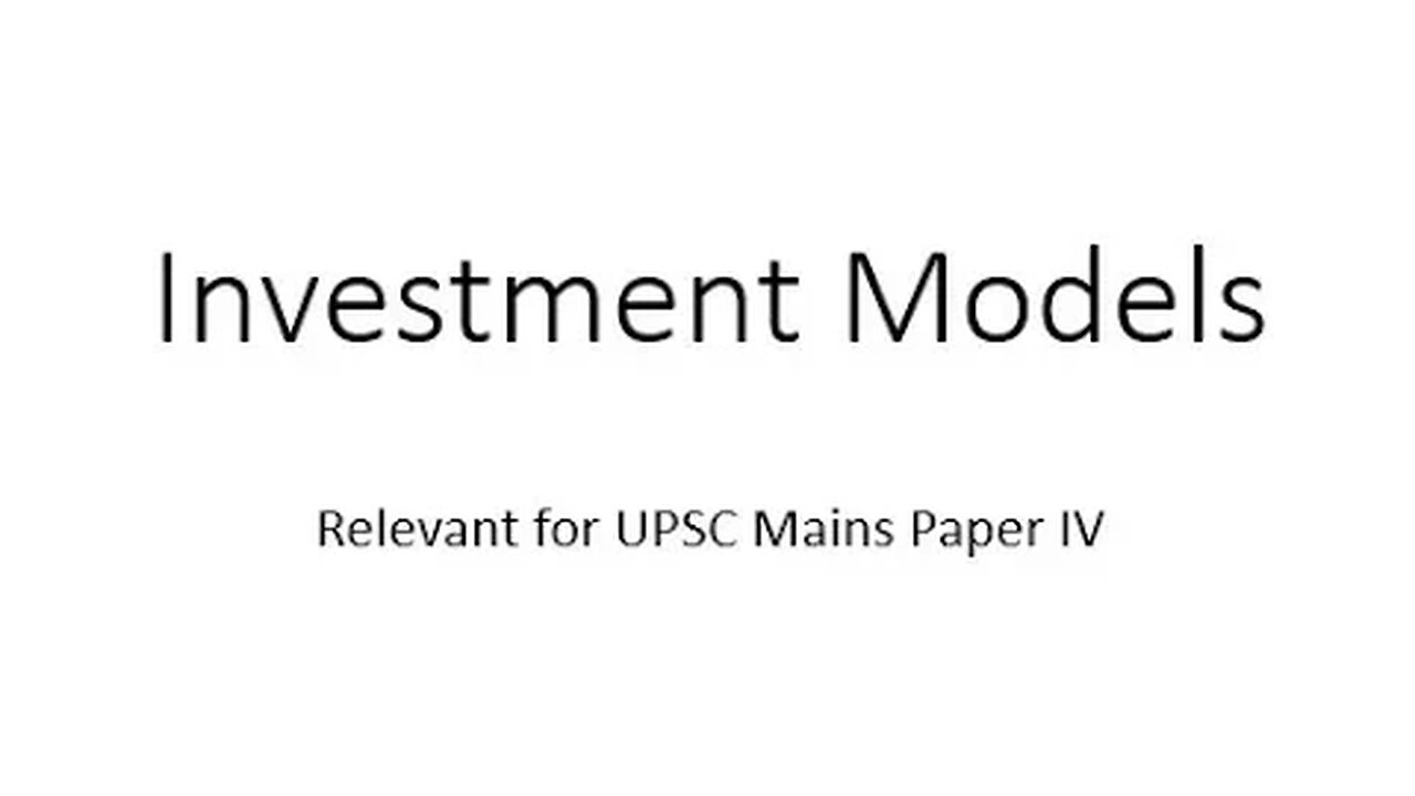 Investment Models and PPP