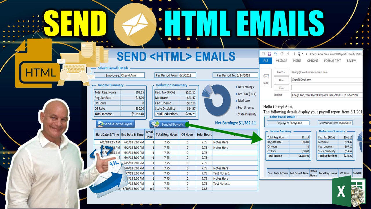 Create this Excel Payroll Manager & Send Employee HTML Emails In One Click