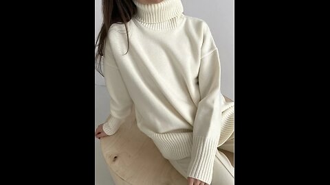 Women's Turtleneck Solid Color Essential Pullover Sweater - White, Women's Clothing Online 🤩