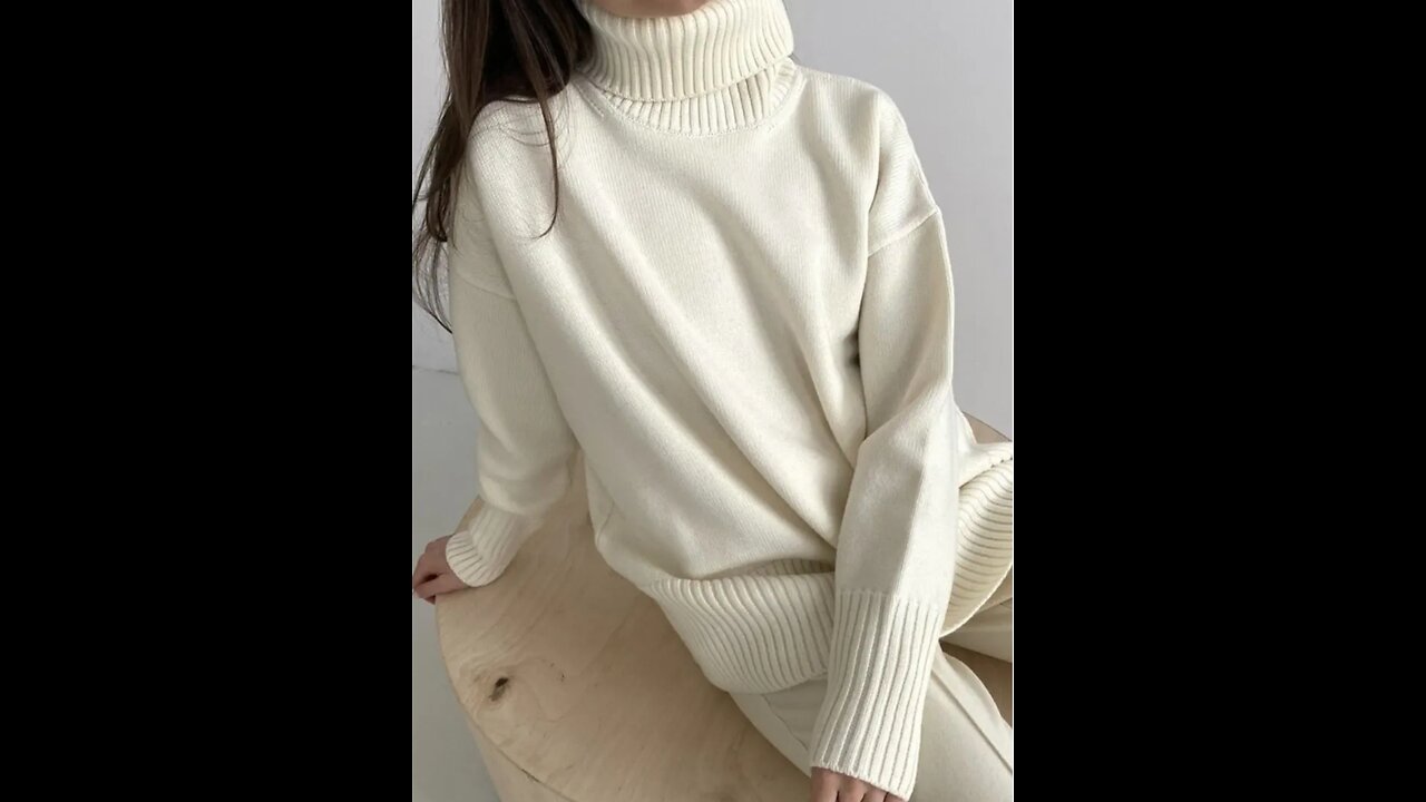 Women's Turtleneck Solid Color Essential Pullover Sweater - White, Women's Clothing Online 🤩