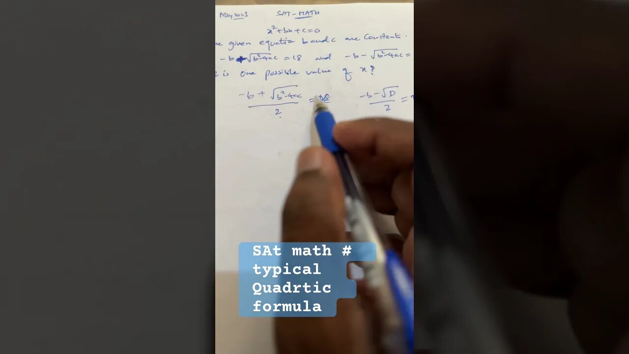 SAT using Quadratic Formula problem🪡✍️ #satmath #youtubeshorts #mathtrick