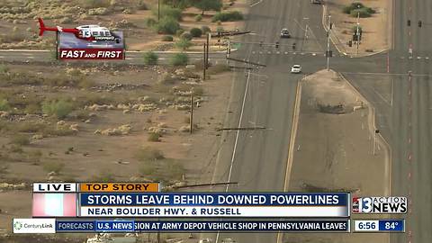 Power poles down on Boulder Highway
