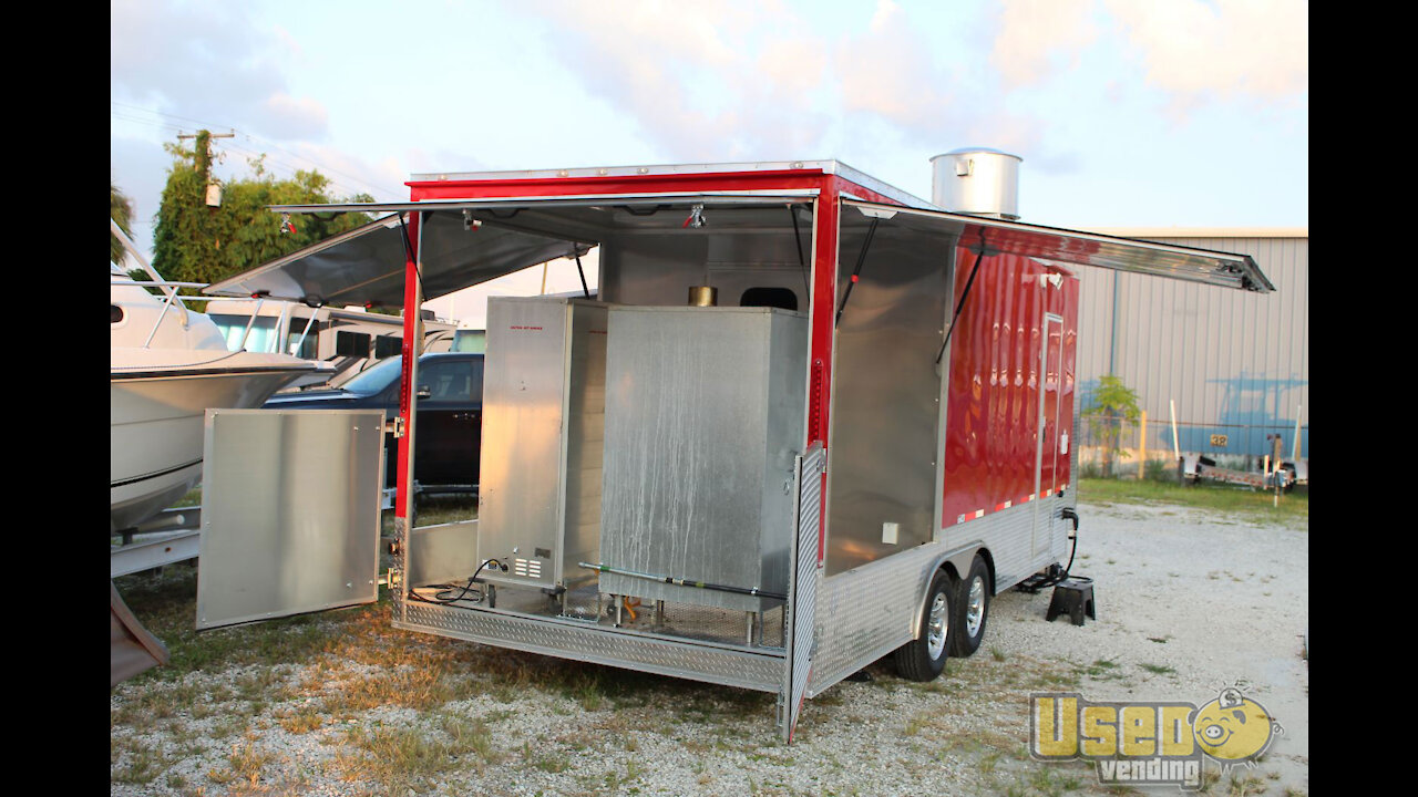 Brand New Turnkey 2021 Cargo Craft 8' x 20' BBQ Food Trailer with Porch for Sale in Florida