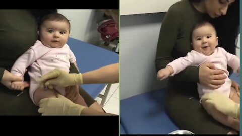 This child was injected but he was laughing