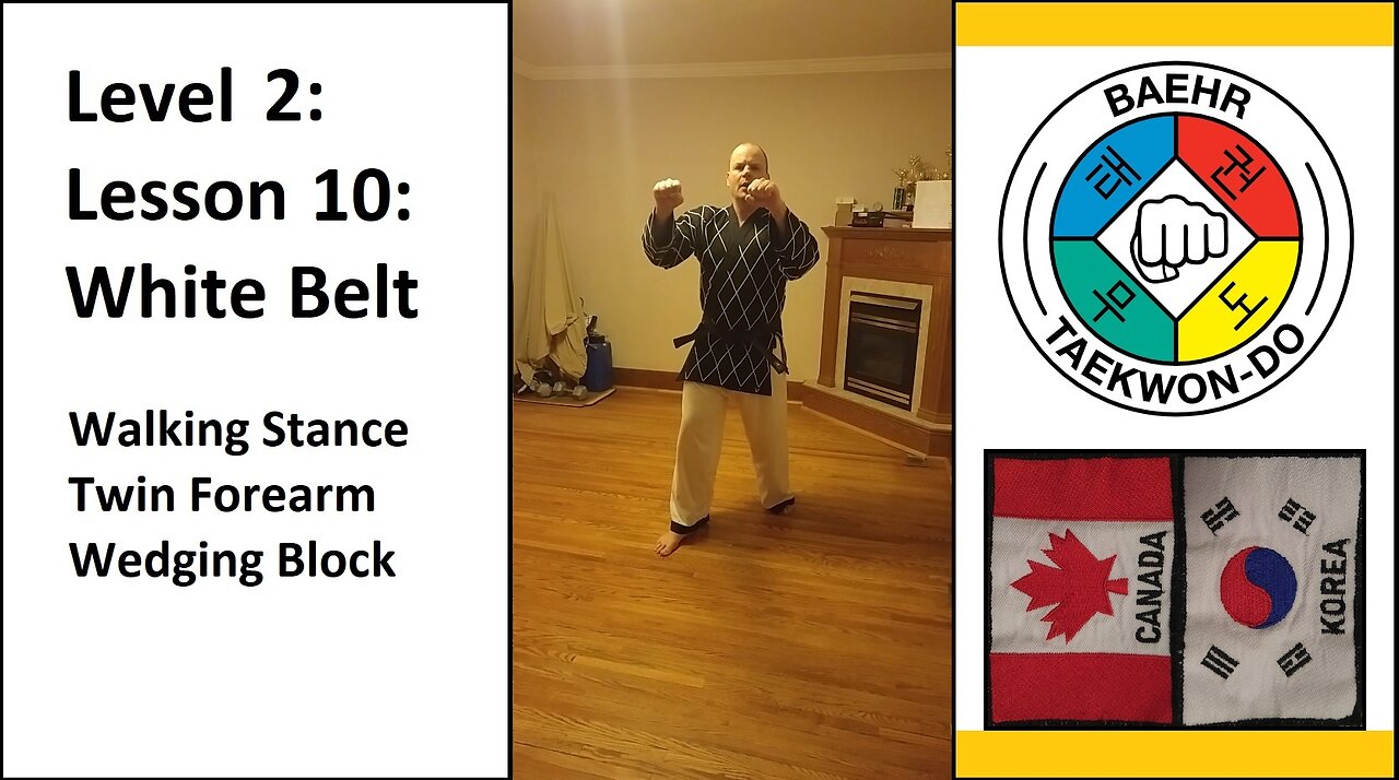 Baehr Taekwondo: 02-10: Yellow Stripe: Walking Stance - Twin Forearm Wedging Block