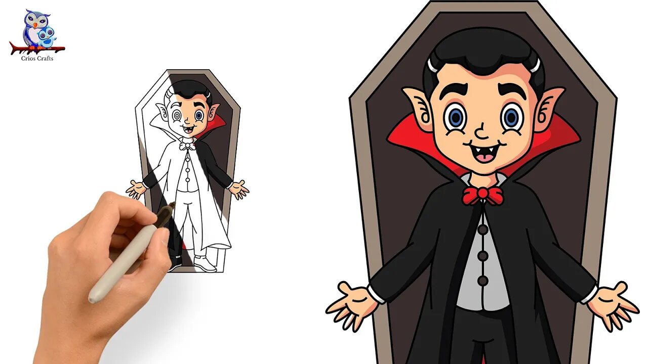 How to Draw Vampire and Coffin Halloween - Art Tutorial