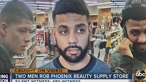 Two men wanted in beauty store robbery