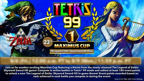 Tetris 99 - Zelda Skyward Sword HD Maximus Cup Announced!