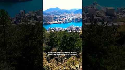 Riding the cable car to Senkoji Temple's observation deck in Onomichi, Hiroshima