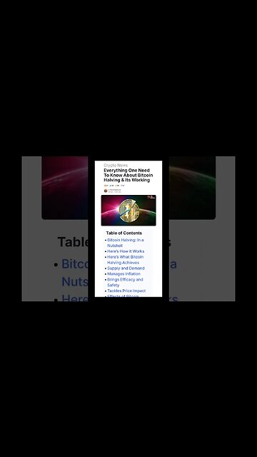 Bitcoin Halving 2024 News | Bitcoin Halving 2024 & Its Working | #shorts