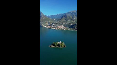 Castle on the island of Loreto, Lake Iseo, Italy