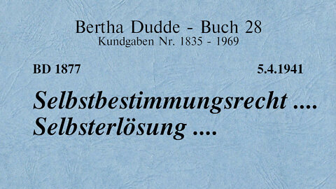 BD 1877 - SELBSTBESTIMMUNGSRECHT .... SELBSTERLÖSUNG ....