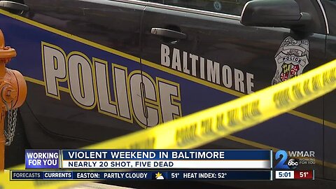 Five dead, seven hurt in eight Saturday shootings in Baltimore