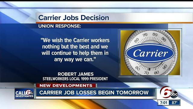 First wave of Carrier layoffs begin Thursday, second round will begin 3 days before Christmas