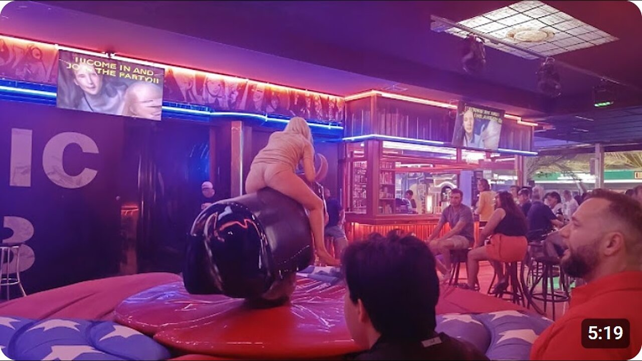 Hilarious Mechanical Bull Riding Fail | Funny Girl's Wild Ride in Benidorm