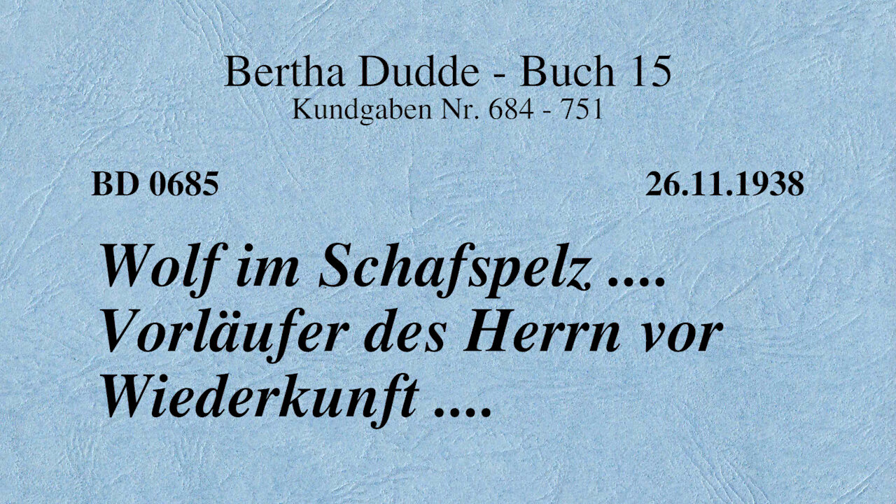 BD 0685 - WOLF IM SCHAFSPELZ .... VORLÄUFER DES HERRN VOR WIEDERKUNFT ....