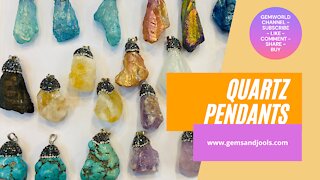 🟡 GemsandJools.com 💍 LOVES : Beautiful Quartz & Marcasite Pendants ship from Bangkok Order now 💜