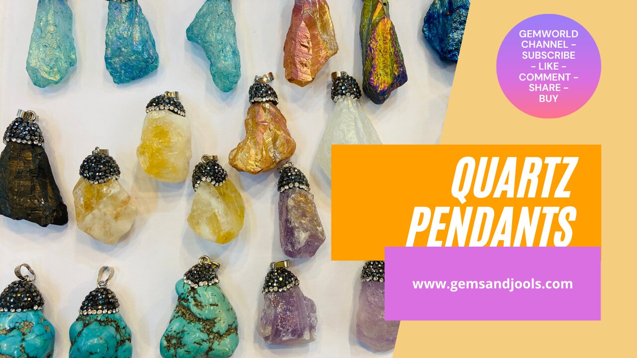 🟡 GemsandJools.com 💍 LOVES : Beautiful Quartz & Marcasite Pendants ship from Bangkok Order now 💜