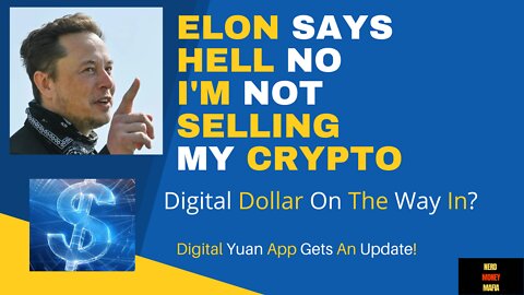 Elon Says NO NOT Selling My Crypto! Is Digital Dollar On Deck?