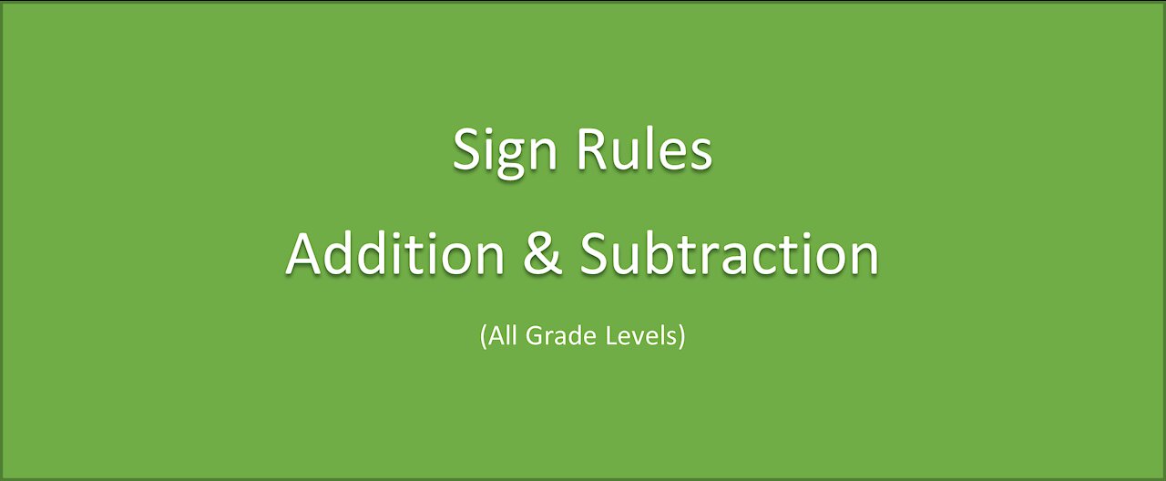 Math-Sign Rules: Addition & Subtraction