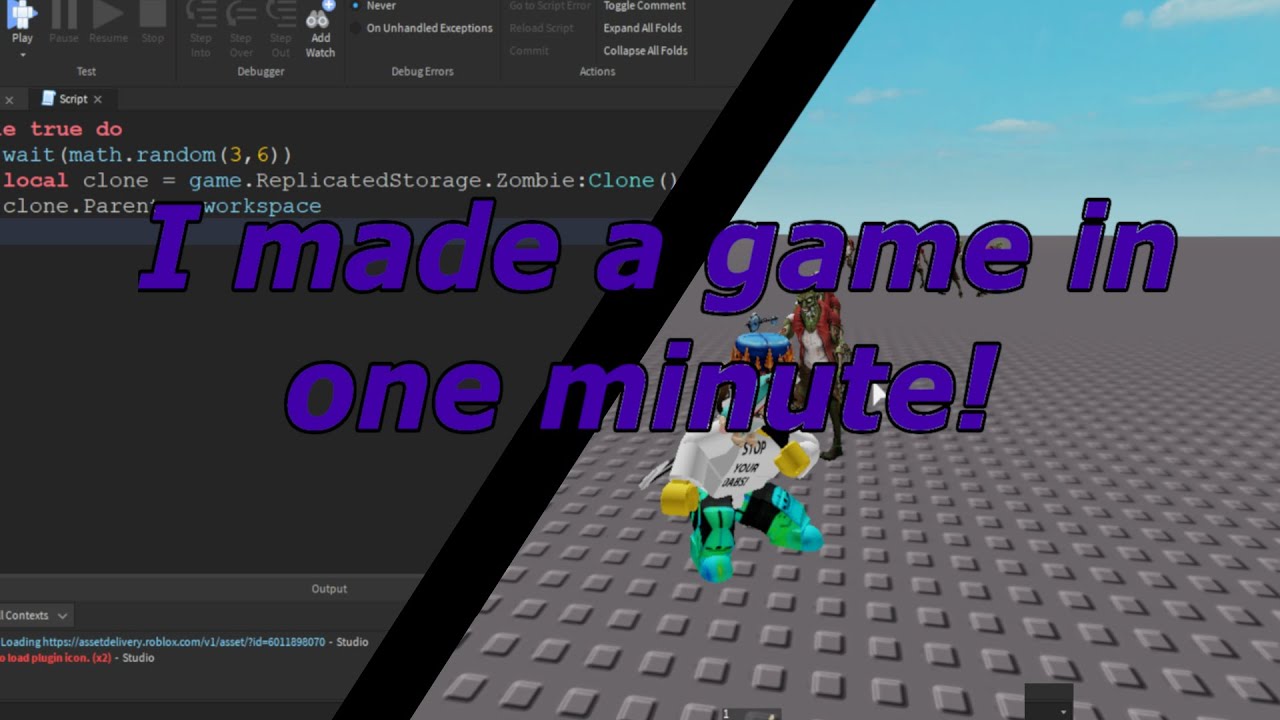 I made a ROBLOX game in one minute to beat AlvinBlox!