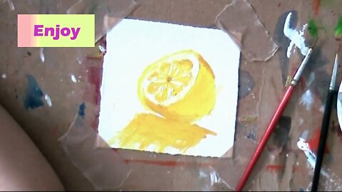 Lemon Acrylic Painting by 9 Year Old