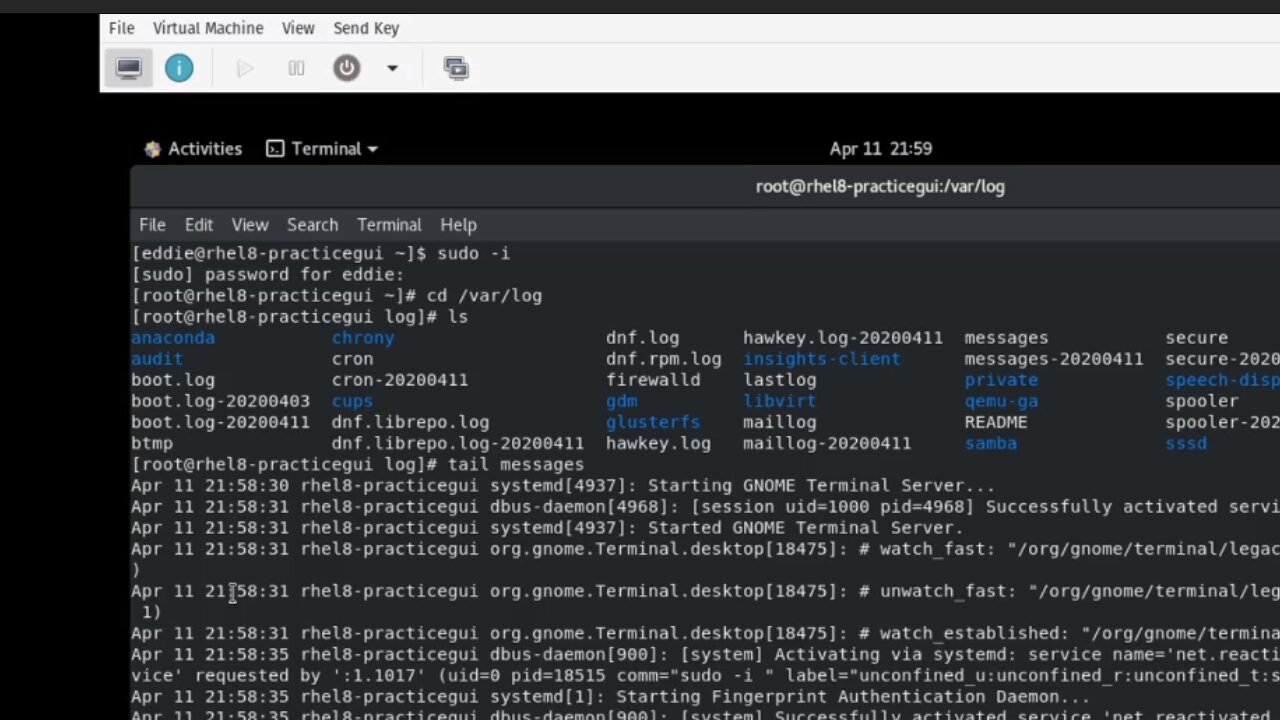 RHCSA v8 Practice Session: Use grep and regular expressions to analyze text