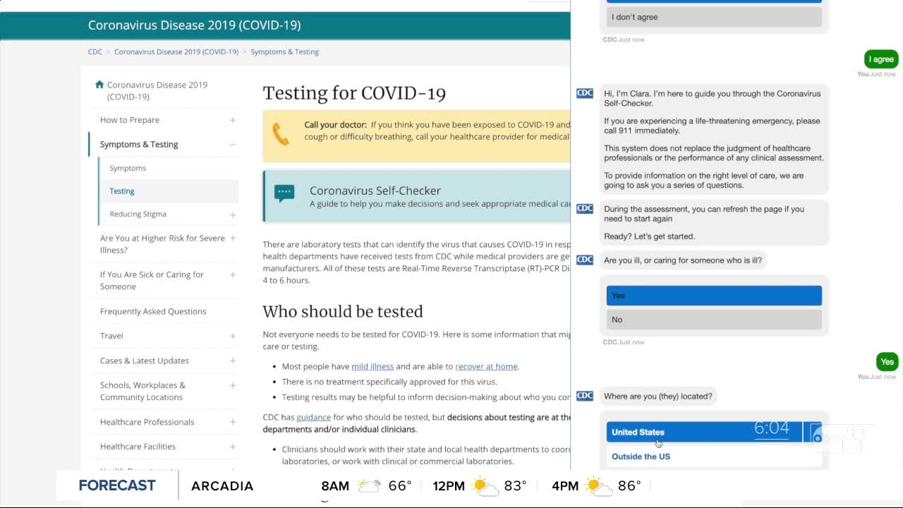 CDC, BayCare create coronavirus self-checkers