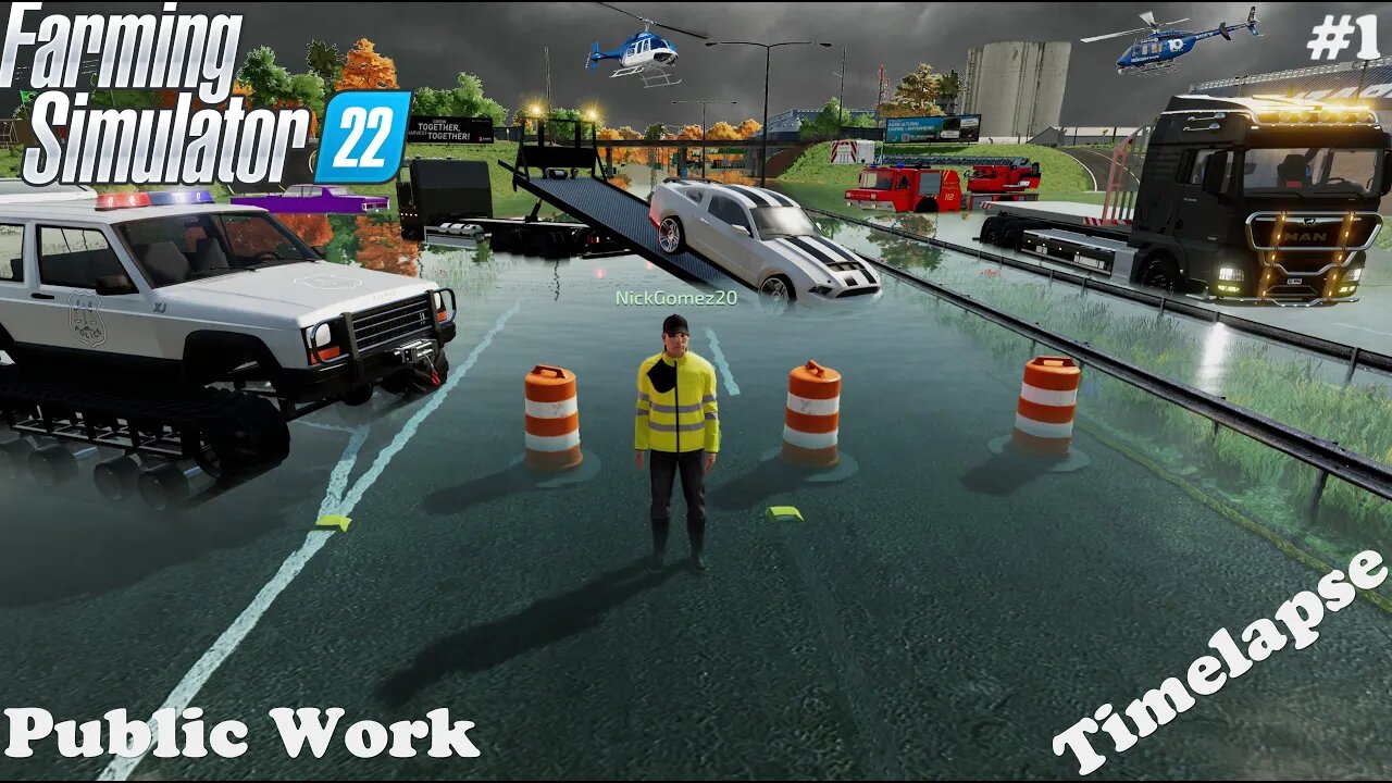 Rescuing Expensive Cars and Trucks From a Huge Flood!! | Public Work | PS5 | Farming Simulator 22
