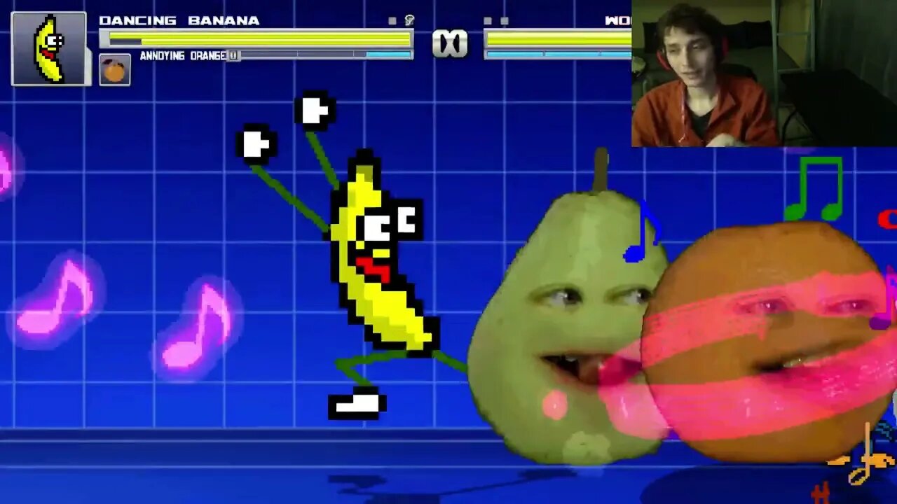 Fruit Characters (Annoying Orange And Dancing Banana) VS Woody Woodpecker In An Epic Battle In MUGEN