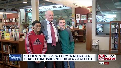 Middle schoolers interview Tom Osborne
