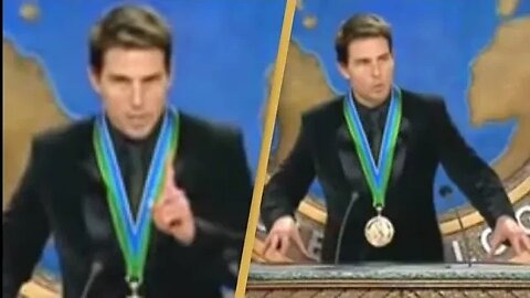 Tom Cruise gives an acceptance speech after receiving the Freedom medal of valor.