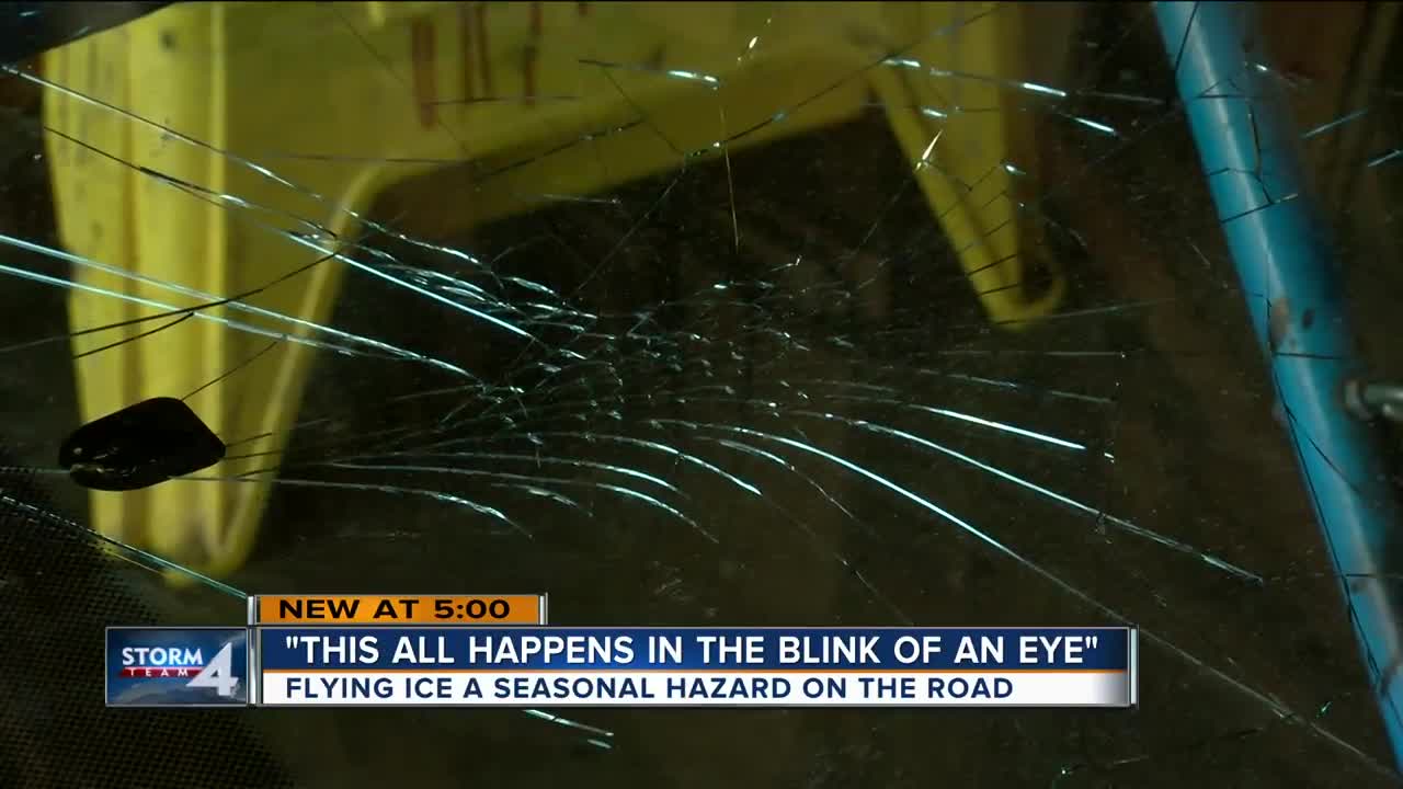 'This all happens in the blink of an eye': Flying ice smashes windshields of local drivers