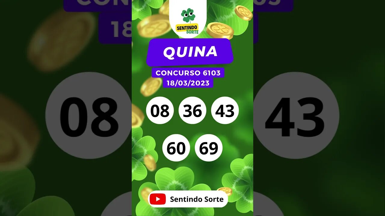 🍀 Resultado QUINA 6103 | Sentindo Sorte #shorts