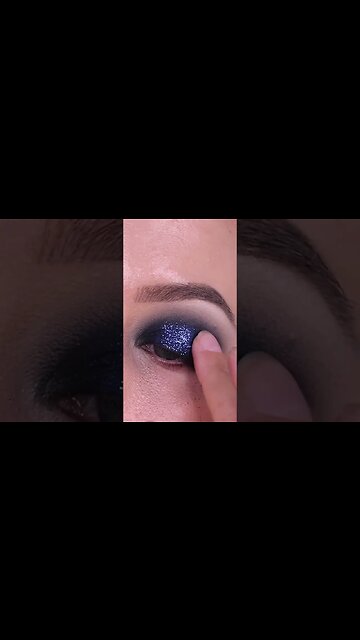 Navy Smokey Glitter Eye Makeup Tutorial #Shorts
