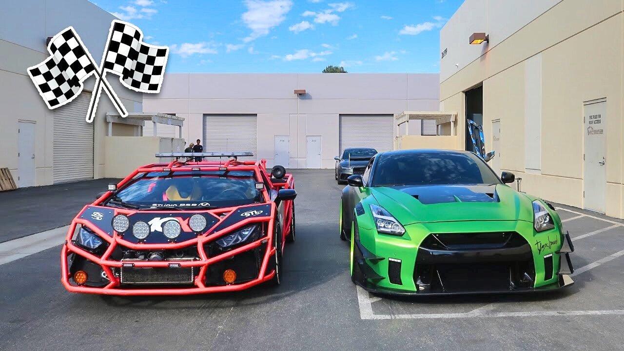 Twin Turbo LAMBORGHINI RALLY CAR VS 1000HP WIDE BODY GTR! *THE ULTIMATE RACE*